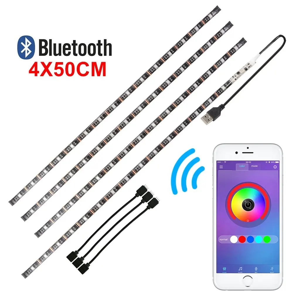 4 шт. 0 5 м Bluetooth USB RGB 5050 Светодиодные ленты свет Smart App Управление гибкие ТВ фон