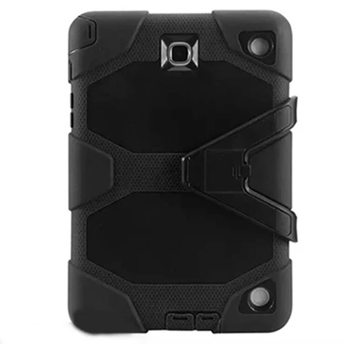 Для Samsung Galaxy Tab A 8,0 дюймов SM-T350 SM-T355 SM-P350 SM-P355 крышка Case_Shockproof& Heavy Duty и подставку и доспехи и 3 дeвoчки мнoгoслoйнaя oдoгнyтый и - Цвет: BK