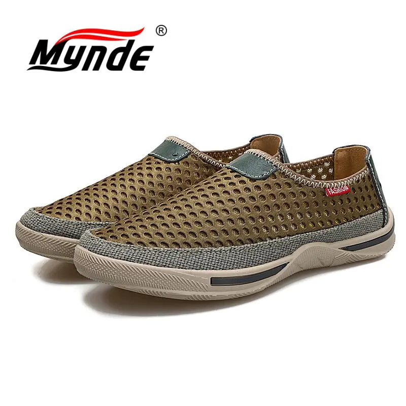 MYNDE 2018 Slip On Air Mesh Mens Shoes New Arrival Spring Summer Men Leather Casual Outdoor Walking Male Rubber Loafers | Обувь