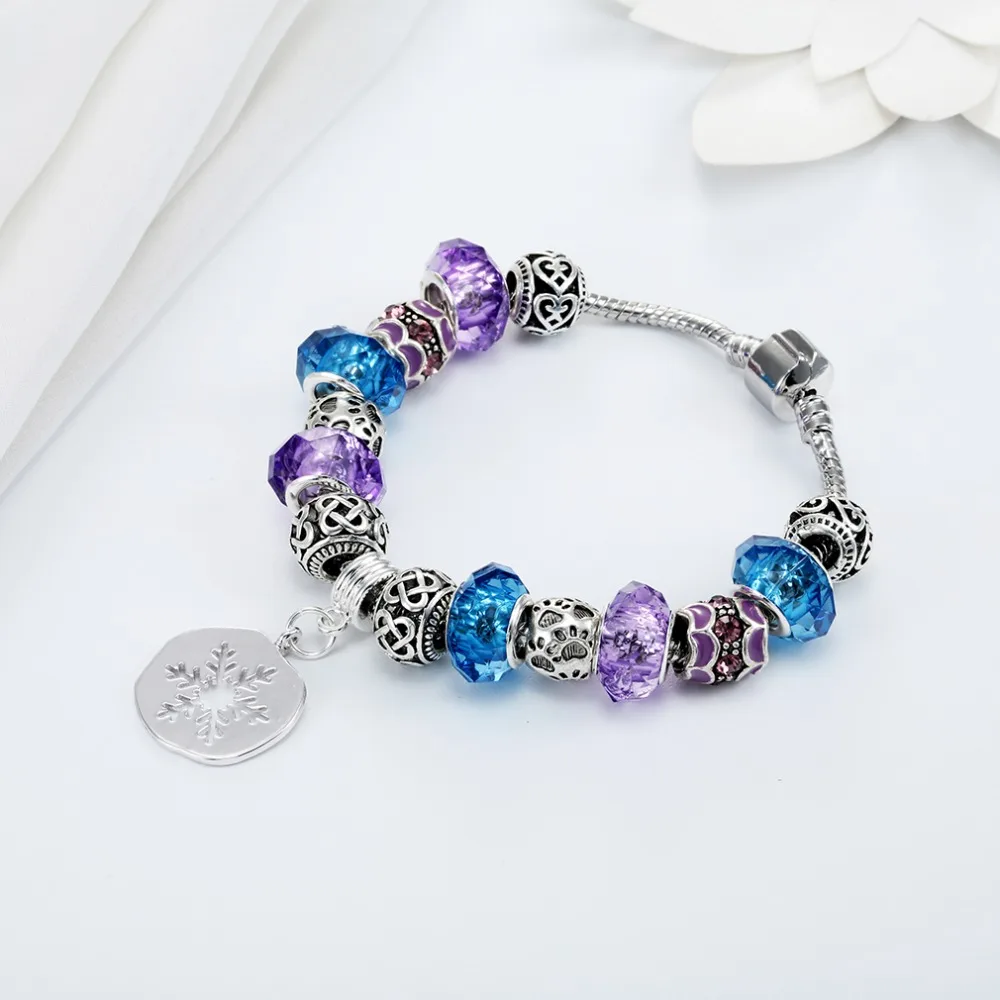 1 ШТ. Винтаж Серебряный Позолоченный Шарм Стекло Браслеты Для Женщин Собака Paw