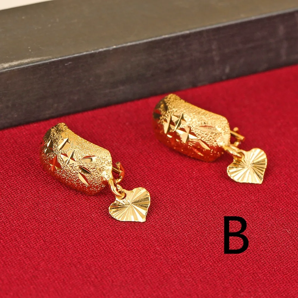 Африканские женские серьги в эфиопском стиле желтое золото форме сердца Дубая