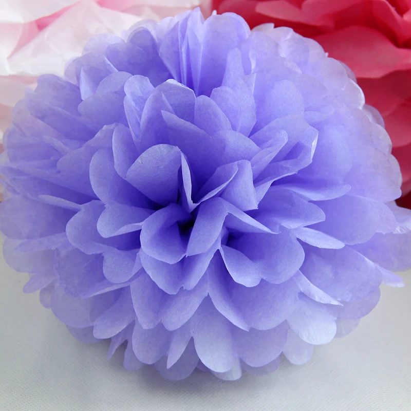 Light Purple 1 шт., помпон, тканевая бумага, помпоны, Цветочные шары для свадьбы, украшение комнаты, детский душ, вечерние принадлежности, сделай сам бумага для рукоделия - Цвет: Light Purple