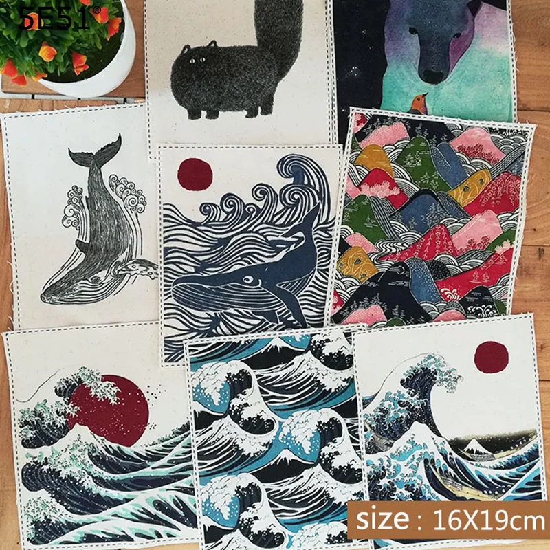 

Handmade diy cotton and linen patchwork wall covering fabric Japanese style