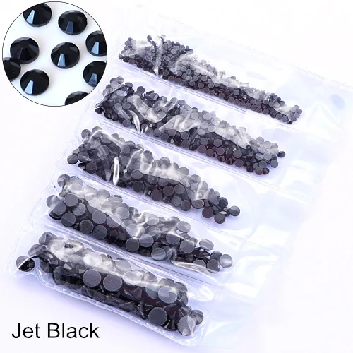 Jet Black Стразы DMC с горячей фиксацией, 23 Цвета, SS6-SS30, 1200 шт., стразы для украшения свадебного платья B1262 - Цвет: Jet Black