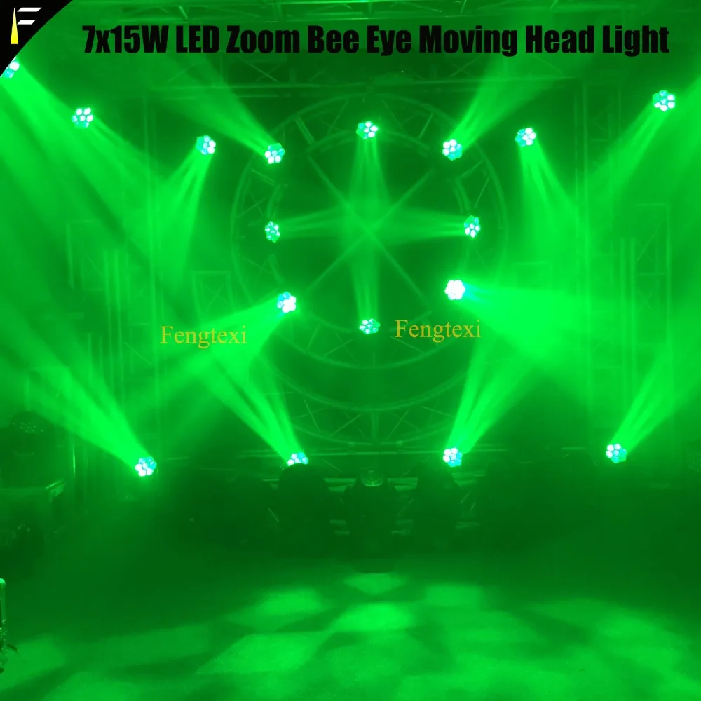 Led Zoom Bee Eye Moving Head Light 7x15 Вт RGBW 4в1 специальный сценический свет 4 60 градусов DMX512 Disco