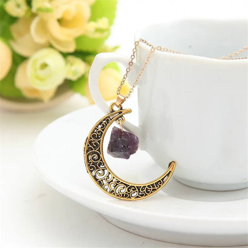 Новые Натуральные ожерелья подвеска винтажное ожерелье с Луной нерегулярные