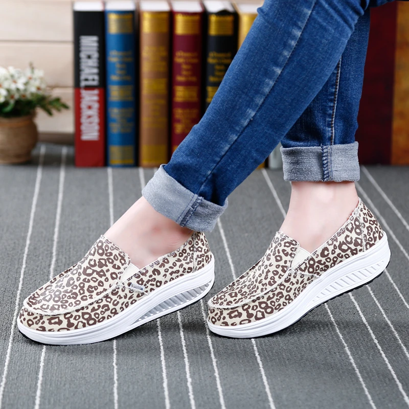 Лоферы BeckyWalk женские парусиновые туфли на платформе без застежки Прогулочные