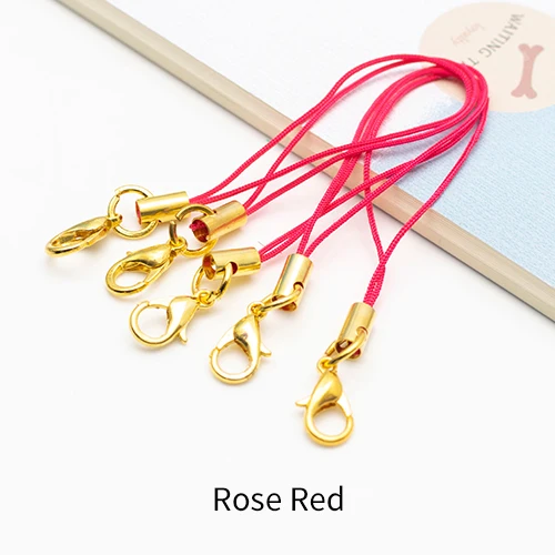 Rose Red 100 шт. веревка для мобильного телефона застежка-карабин Золотой шнурок Diy аксессуары ручной работы соединитель застежка-крючок изготовление - Цвет: Rose Red