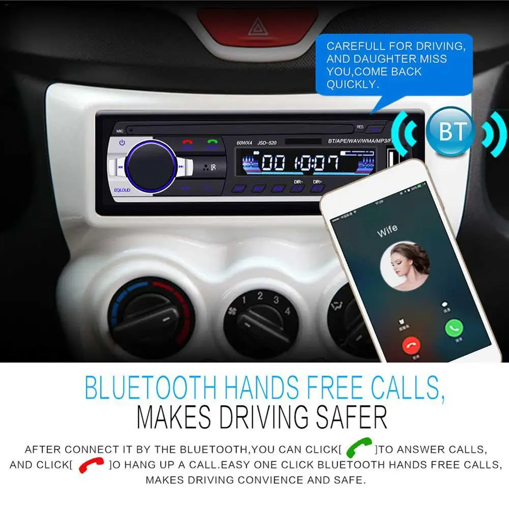 12 В Bluetooth Стерео FM радио MP3 аудио плеер USB SD AUX Авто Электроника сабвуфер в dash 1 DIN