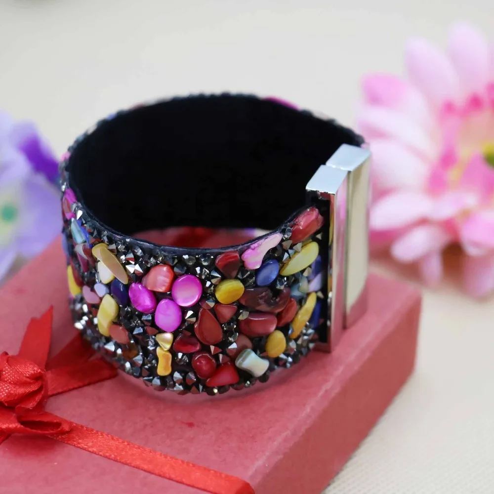 19*3.3cm Hot sale Red&ampPink Shell seashells loose beads Bracelets Brace lace pulsera bangle women girls gifts hand ornaments | Украшения