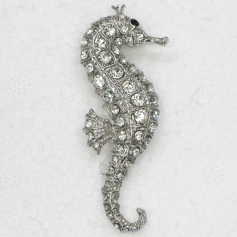 Прозрачные броши в виде морской лошади из горного хрусталя C163 A | Украшения и