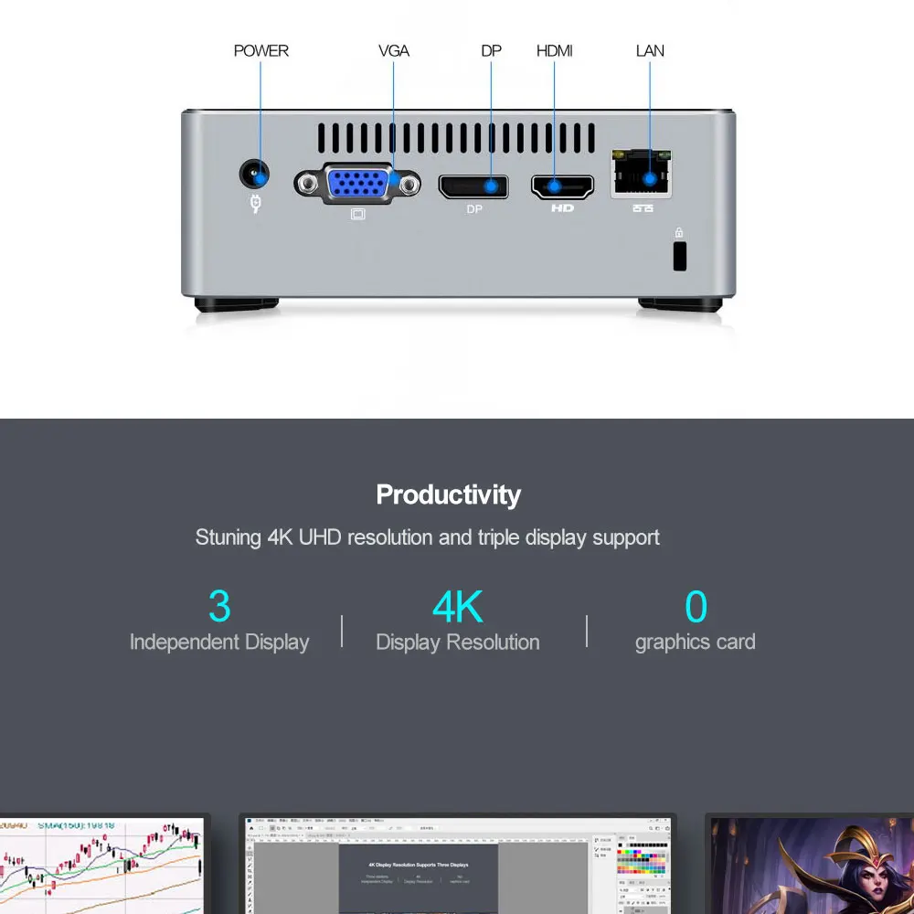 Chatreey мини ПК i5 7200u i7 4500u DP VGA HDMI 4k@ 60 Гц тройной дисплей windows linux legacy HTPC компьютер