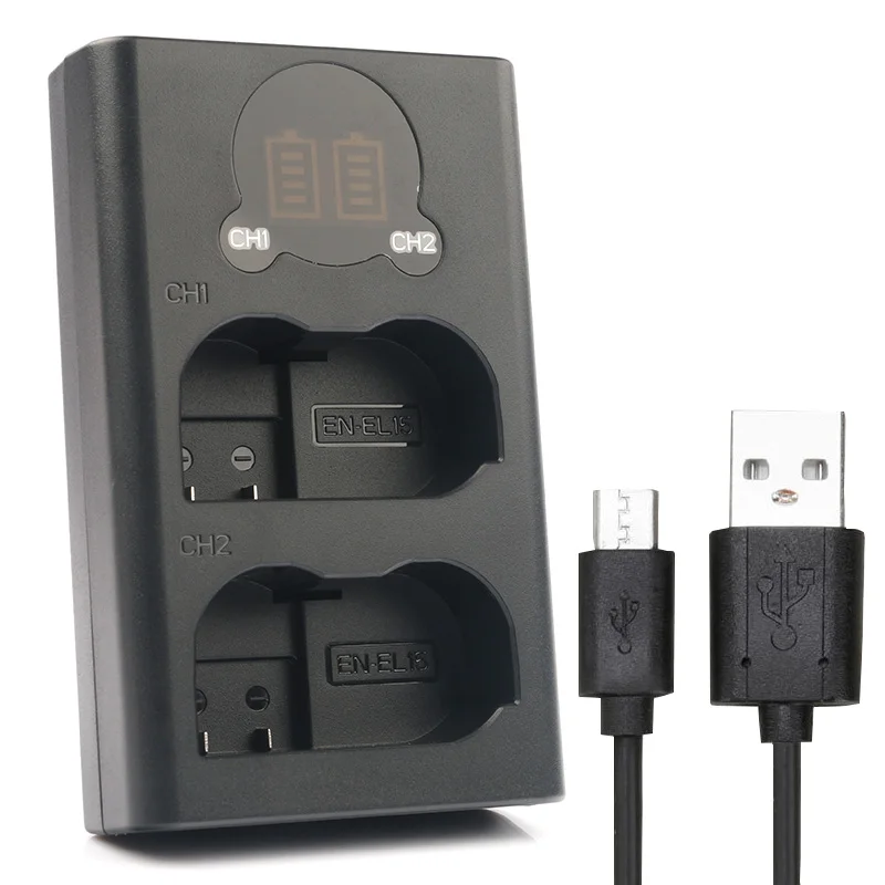 Зарядное устройство LANFULANG EN EL15 EL15A с двойным жк дисплеем и USB совместимо Nikon 1 V1 D7100