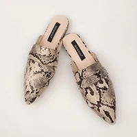 spring and summer 2019 new european and american foreign trade snake skin deep mouthed flat soled sandals and slippers