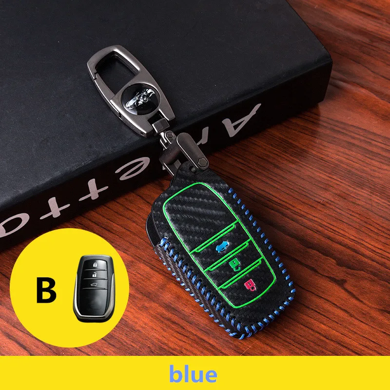 2018 углеродного волокна Кожаный Автомобильный брелок крышка смарт-ключа чехол