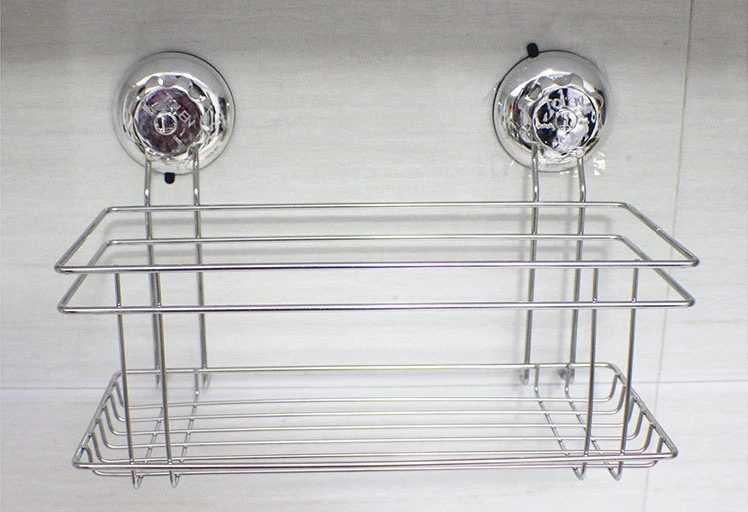 

super suction cup 304 stainless steel bathroom shower caddy basket heart shape kitchen rack storage basket basket shelf