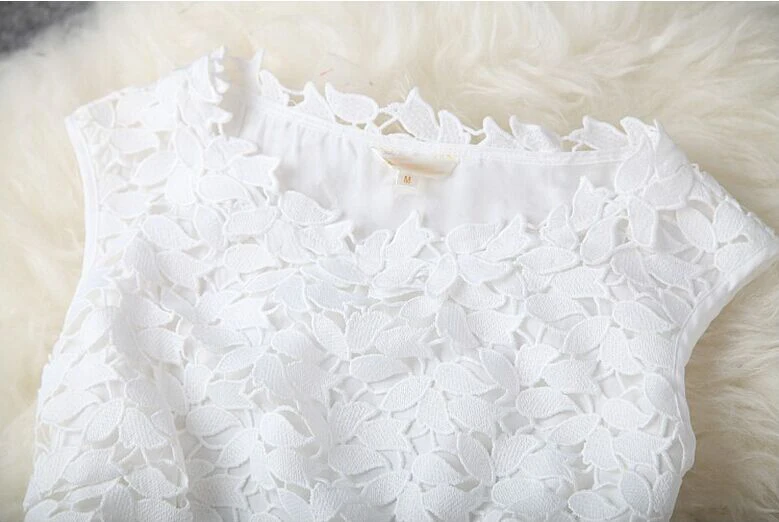 Noble lace water soluble stitching leaf printing lady's short dress | Женская одежда