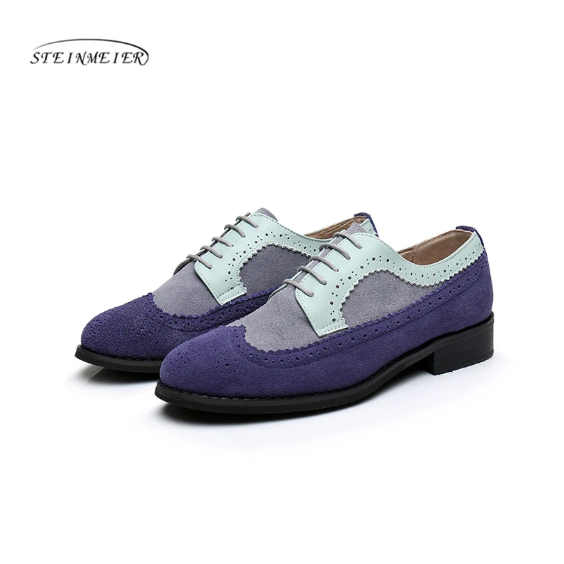 green grey blue 2 Женские оксфорды из натуральной кожи; женская обувь на плоской подошве; ручная работа; винтажные лоферы на шнуровке в стиле ретро; коричневые Повседневные тапочки плоские туфли для женщин - Цвет: green grey blue 2