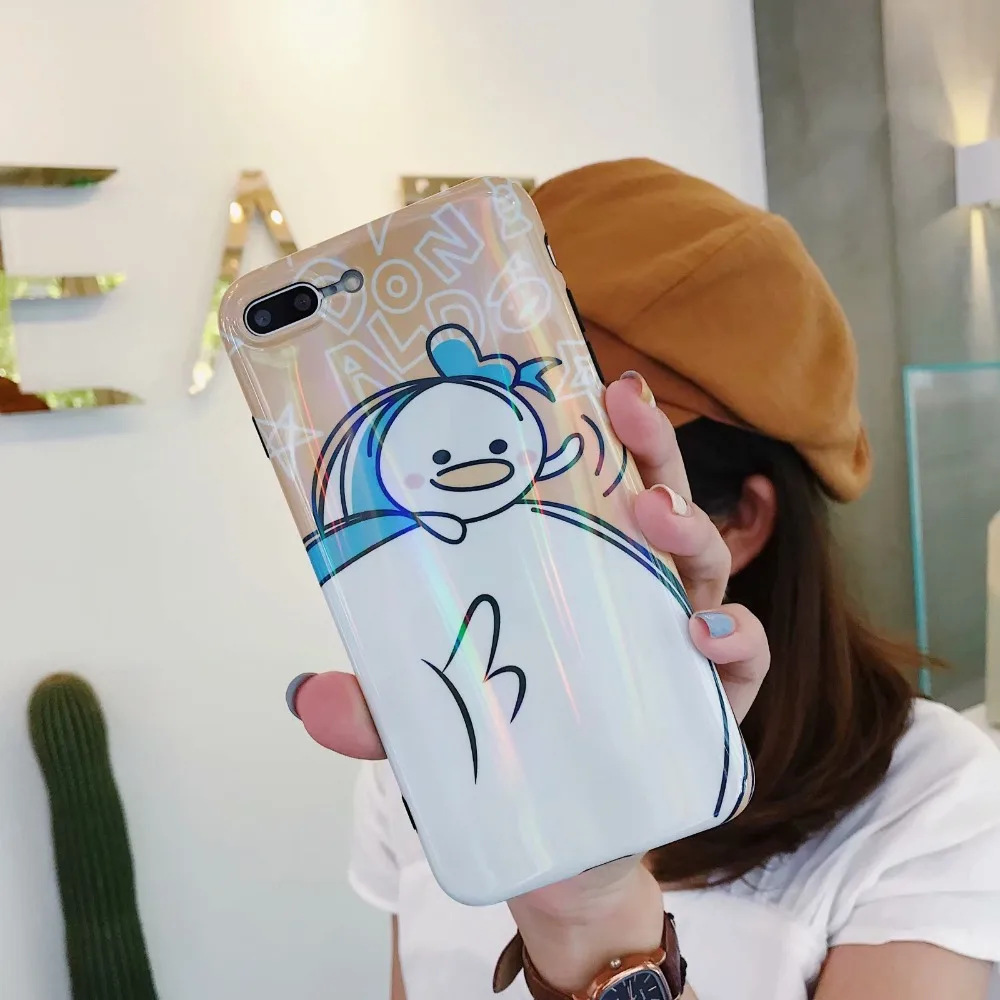 ORYKSZ для iPhone 7 plus мультфильм утка рисунком Глянцевая телефона силиконовые чехлы