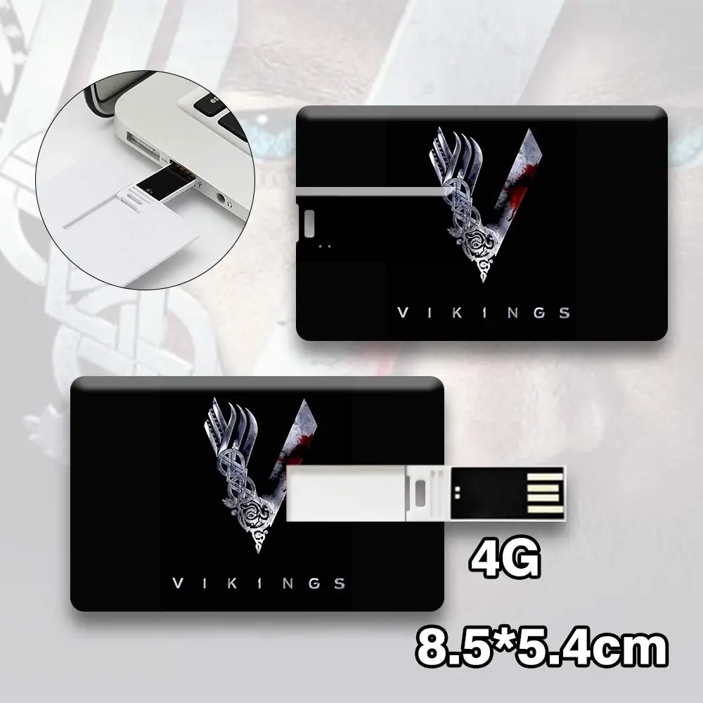 Suncomics Vikings Ragnar Lothbrok 4 GB Pendrive Кредитная карта формы водонепроницаемый USBFlash