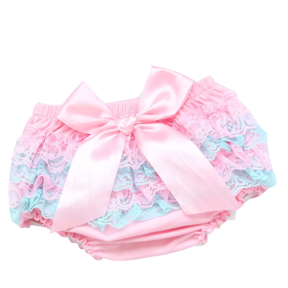 Pink B Детские трусы; Новое поступление; летнее однотонное кружевное нижнее белье с бантом для маленьких девочек; модные милые трусики; детские трусы;# c - Цвет: Pink B