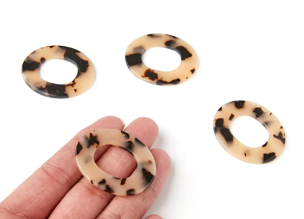 

Acetate Acrylic Earring Charms - Tortoise Shell Earrings - Oval Shaped Pendant - 6pcs/lot - 42.05x35.15x2.7mm - AC1237