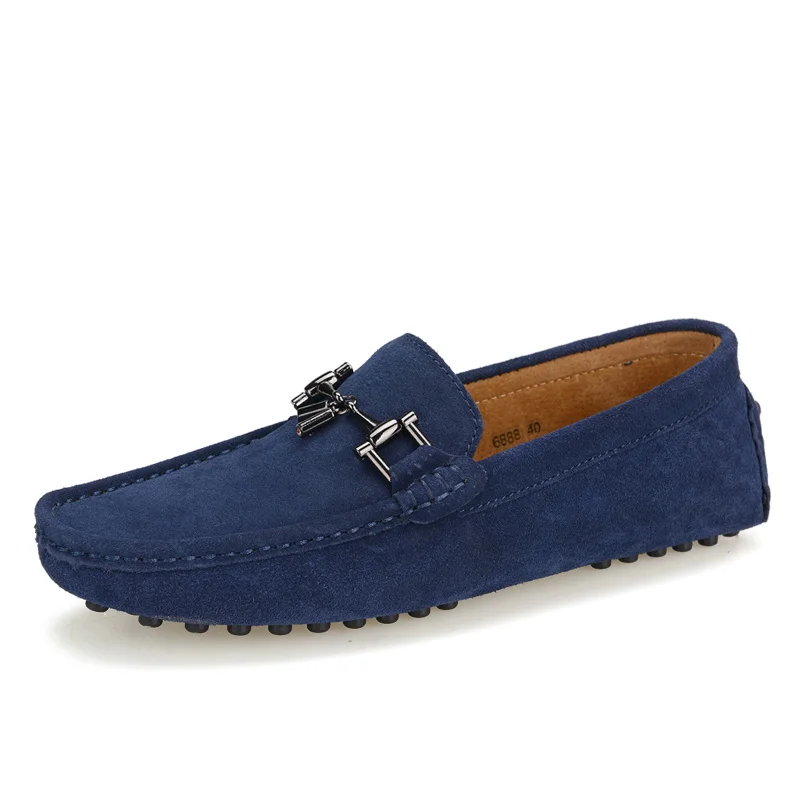 GOXPACER Autumn Shoes Men Metal Buckle Loafers Casual Suede Genuine Leather Flats Fashion Male Tassel Free Shipping | Обувь