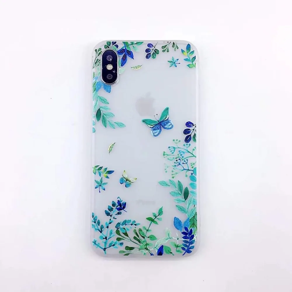 Мягкий чехол FULAIKATE Butterfly для iPhone X тонкая задняя крышка с чернильным цветком