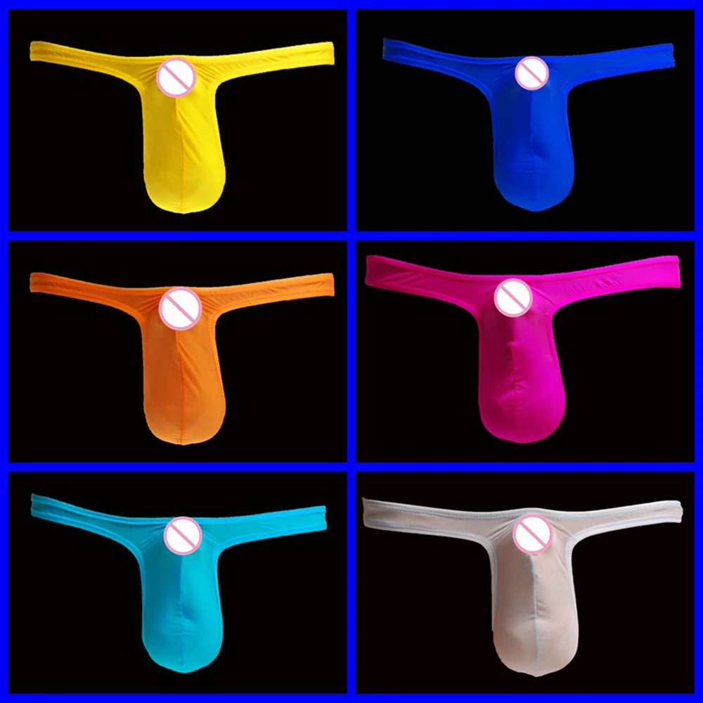 Men 's ice silk thongs sexy men' s underwear translucent gay jockstrap string homme |
