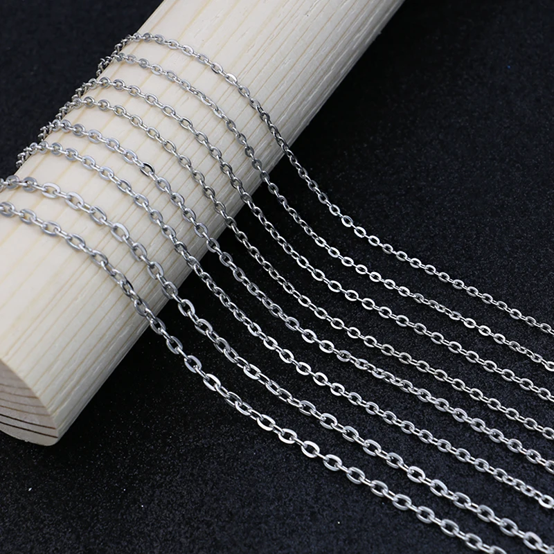 

2mm 2.5mm 3mm 3. 4mm Width Antique Silver Color Flat Cable Chain for Jewelry Making Oval Bulk Chain for Necklace Bracelet 5m/lot