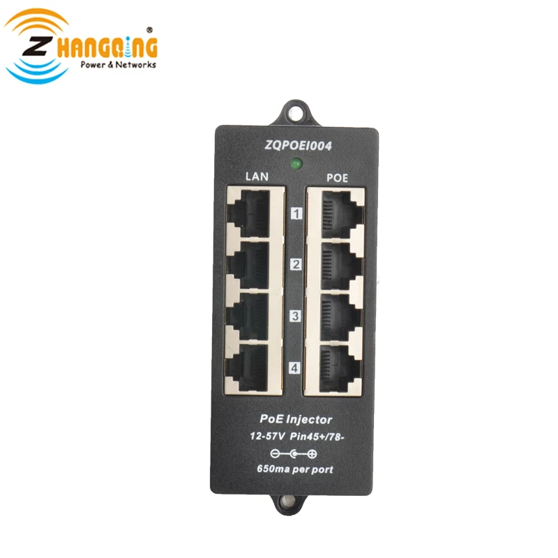 

Free Shipping Popular 4 Port PoE Injector 100Mbps Security PoE Panel Networking For IP Camera WiFi Access Point