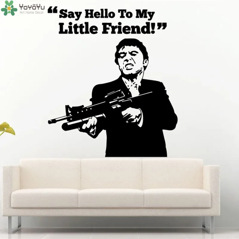 

Removable Say Hello To My Little Friend Mafia Movie Cinema Motion Quote Wall Decal Vinyl Sticker Art Home Decor Poster NY-399