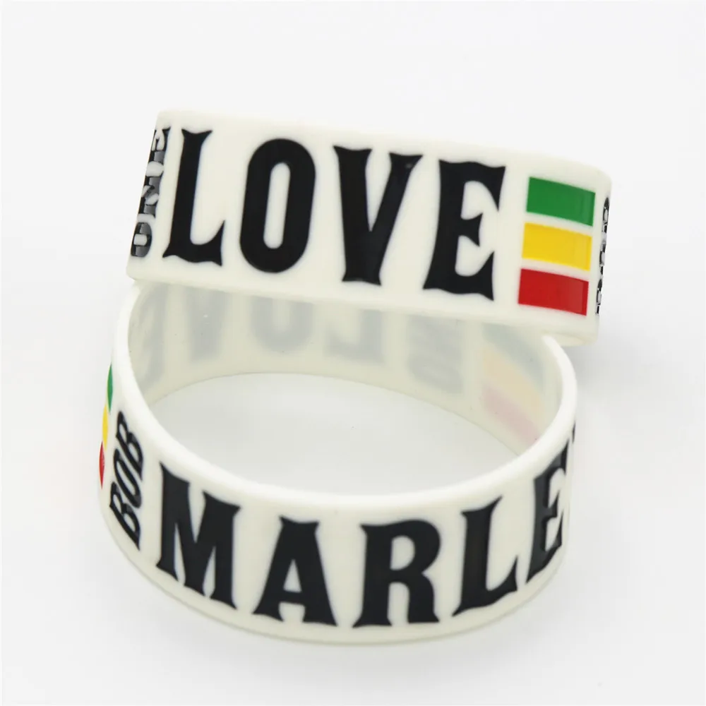 25 шт. 1 &quotширокий браслет One Love BOB Marley Белый силиконовый Rasta Jamaica браслеты Реджи и