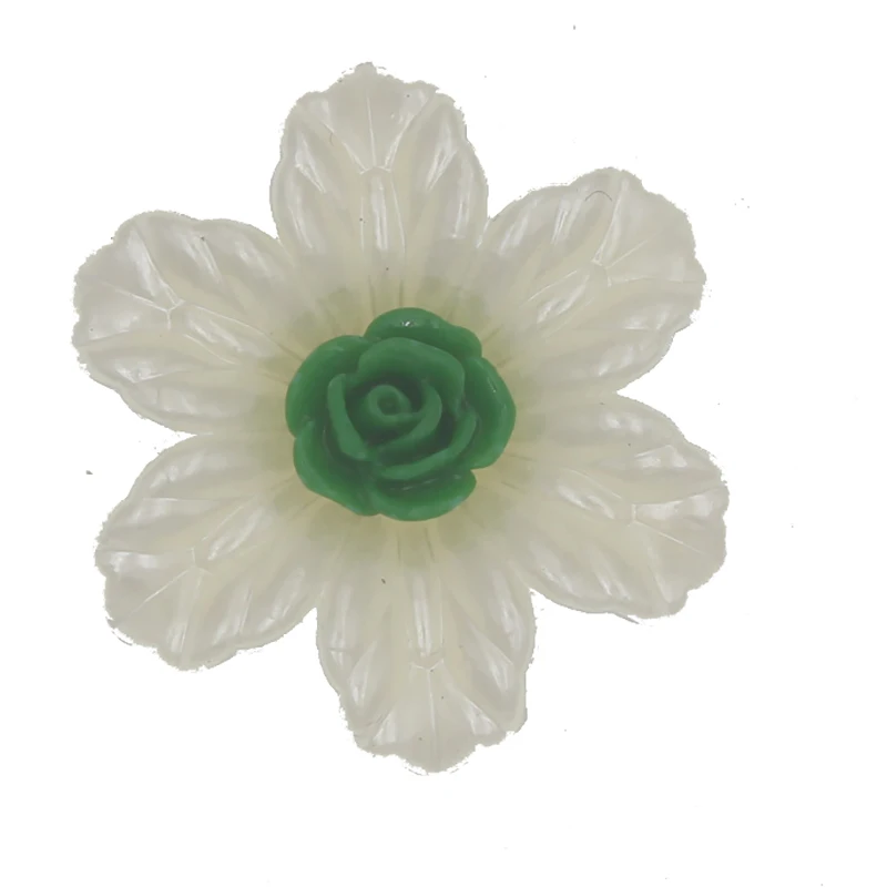 Green flower button Новинка, 10 шт., 32 мм, плоская задняя сторона, цветок из смолы, для рукоделия, украшения для волос, вкрапленные декоративные свадебные аксессуары, Costura - Цвет: Green flower button