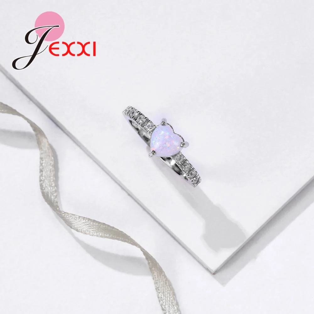 Очаровательное кольцо в форме сердца с опалом из стерлингового серебра 925 пробы