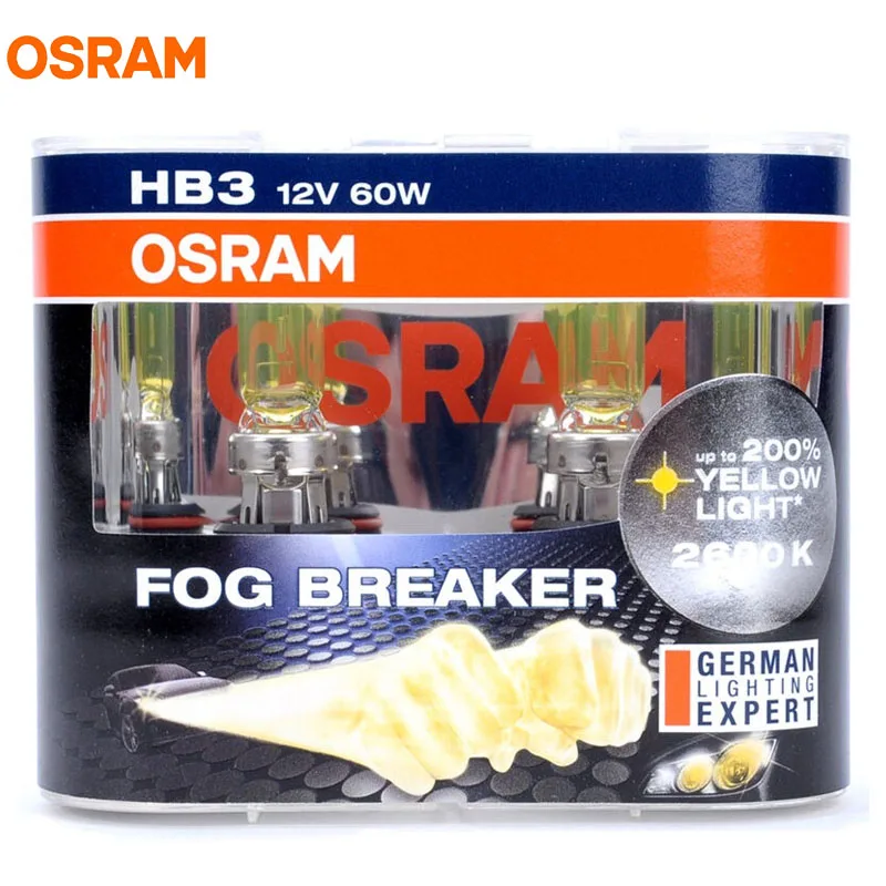 OSRAM 9005 HB3 12 в 60 Вт 2600K 9005FBR P20d противотуманная серия 200% желтый светильник 60% более