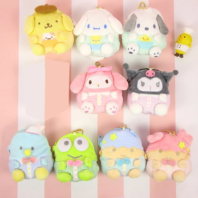 Милые плюшевые кошельки в стиле аниме kawaii melody, мягкие плюшевые кошельки в виде собаки Cinnamoroll, сумка, кукольная игрушка, подвеска для детей, подарки для девочек