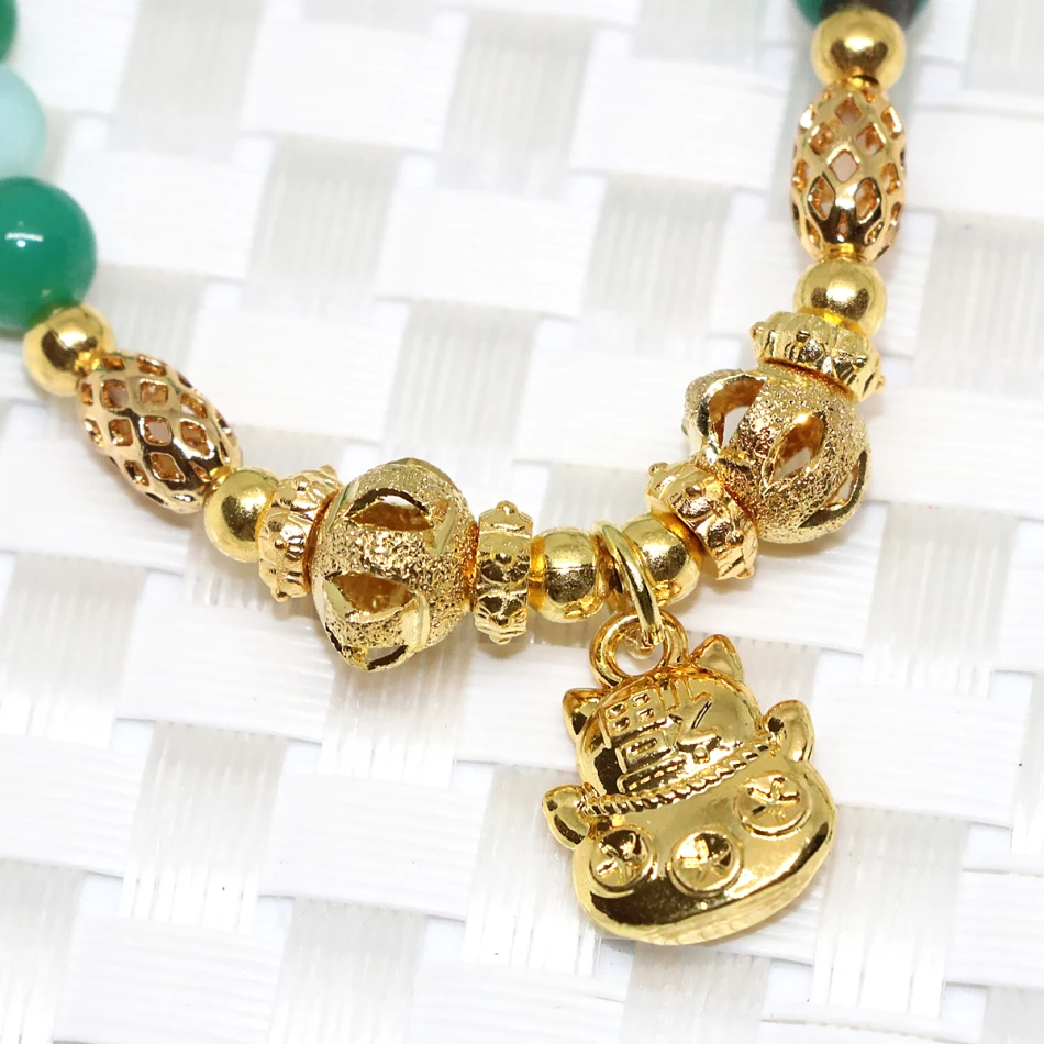 Аксессуары золотого цвета 6 мм из натурального камня зеленые вены агата круглые