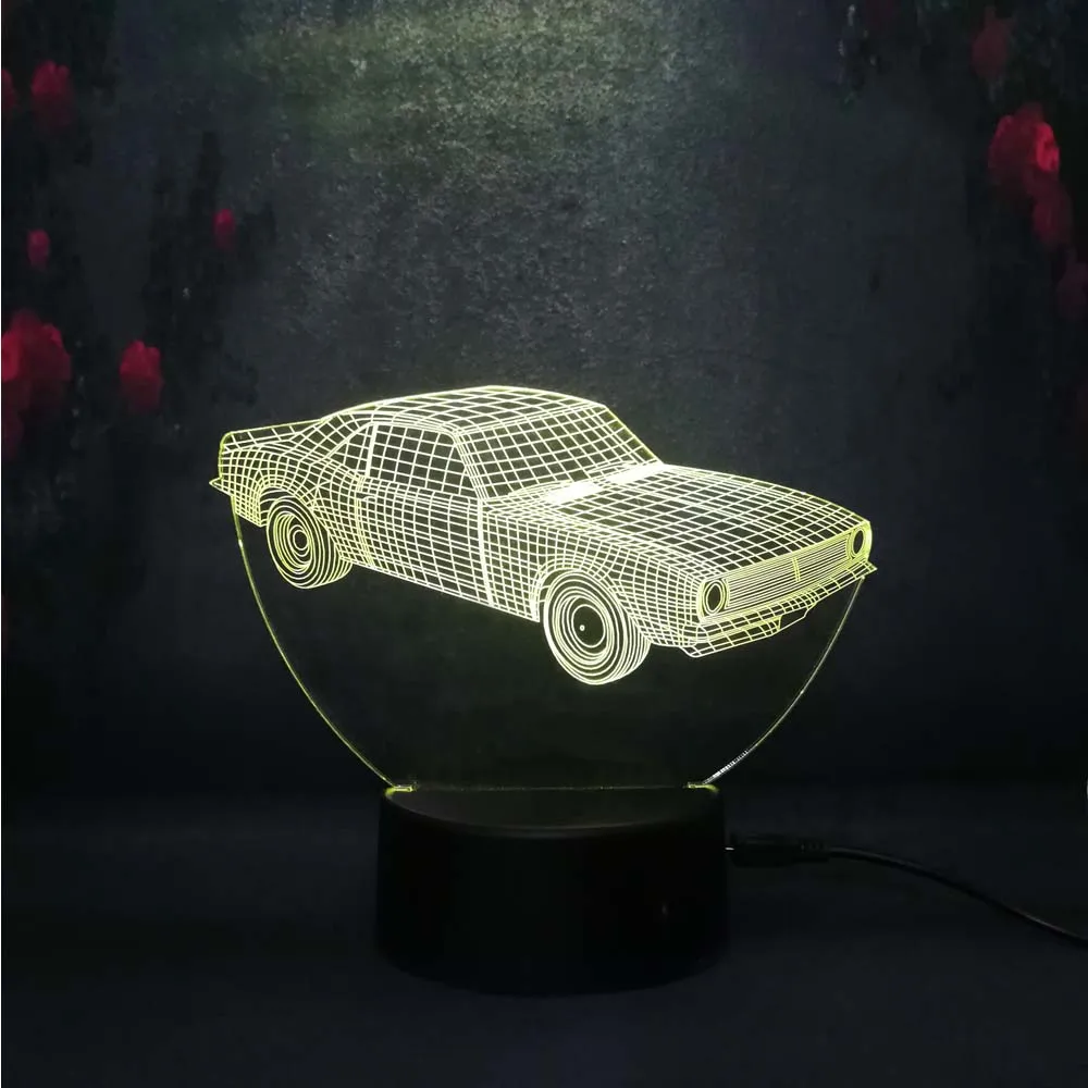 Новый крутой мальчик игрушки автомобиль 3D ночник Led 7 цветов Изменение Usb