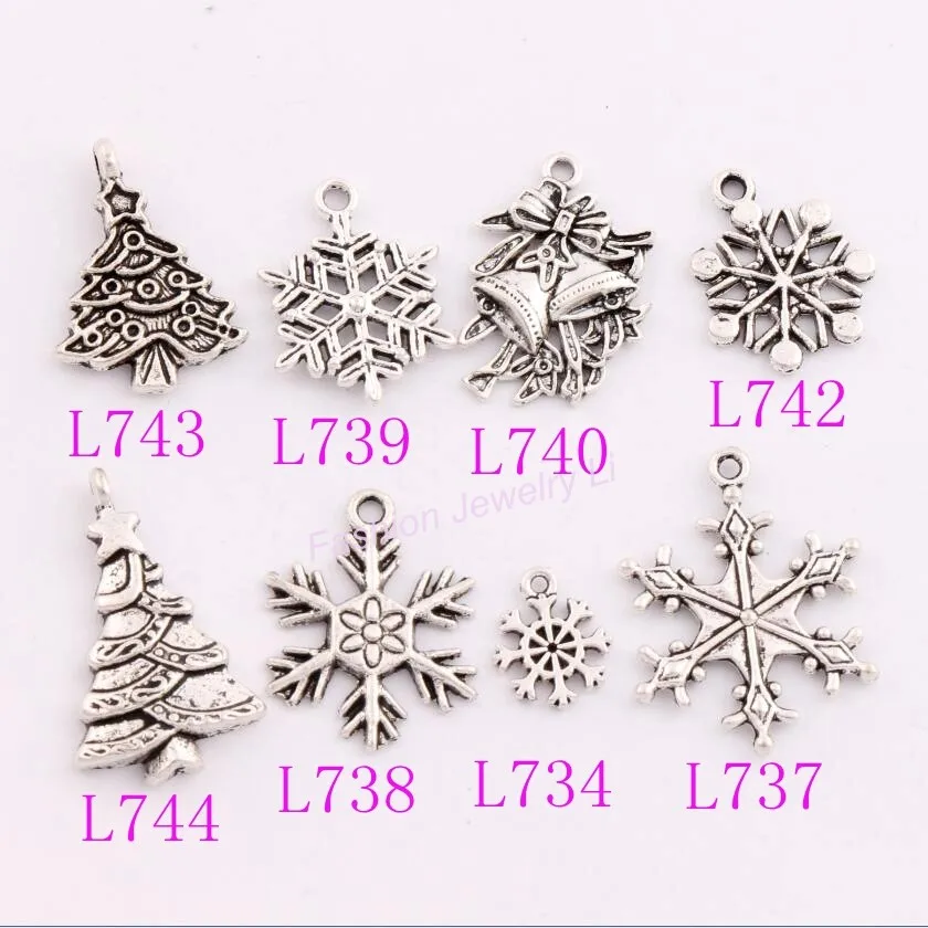 

Christmas Tree Santa Sleigh Elk Snowflake Spacer Charm Beads Pendants Jewelry DIY LM27 16pcs 8styles mixed Zinc Alloy