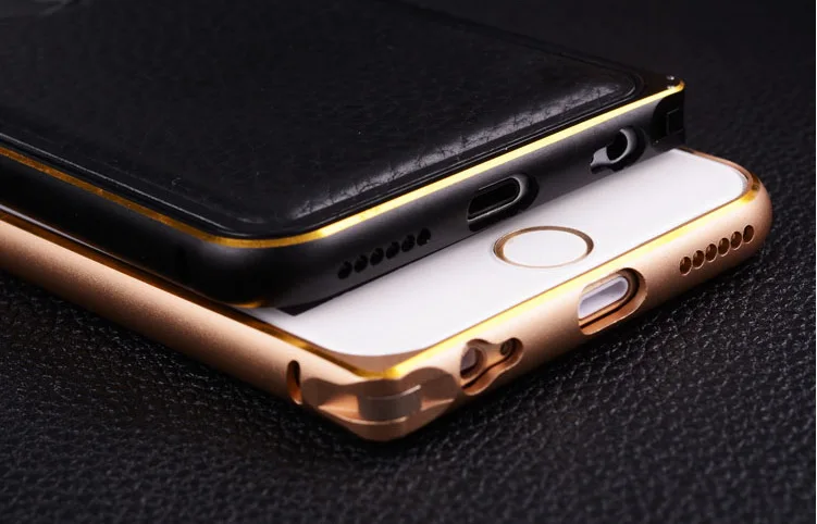 Hot Luxury Stylish Leather Back Aluminum Metal Case Super Thin Cover Skin For iPhone 6/6 Plus |