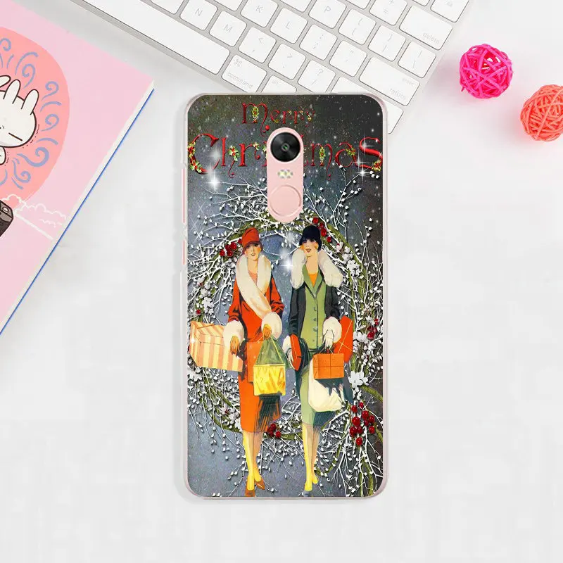 Винтаж Christmas арт деко для Xiaomi Redmi Mi Note 2 3 S 4X 4A 5 6 5S 5A 8 A1 Pro Plus Сумки Мягкие силиконовые