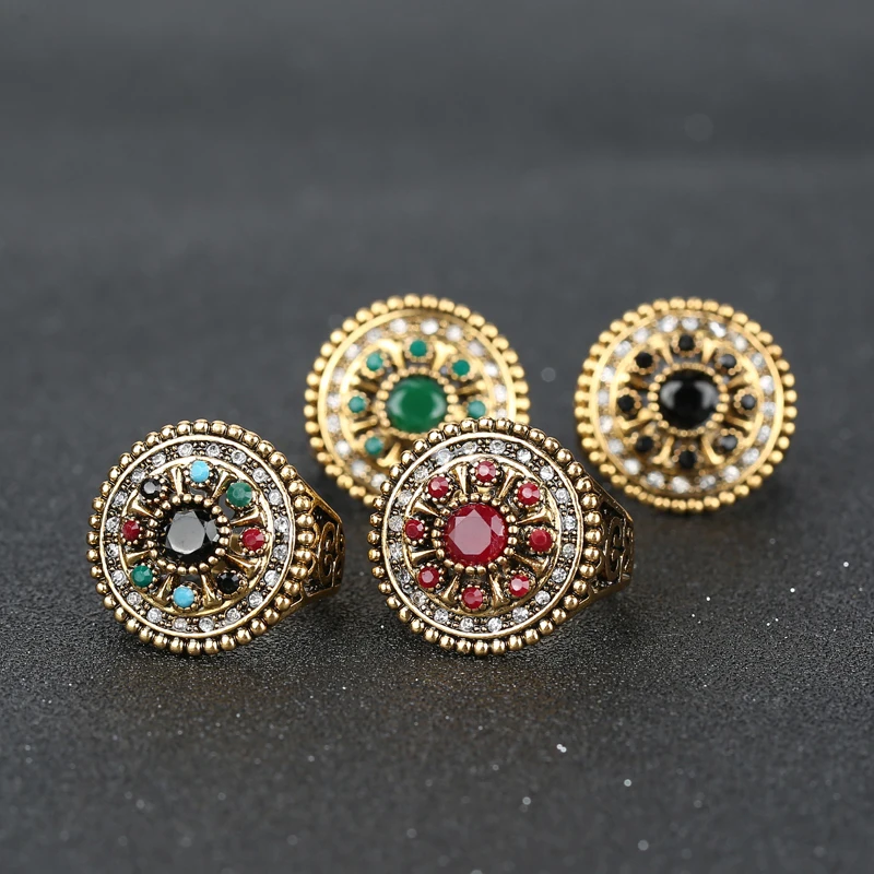 Женское Винтажное кольцо с цветком золотого цвета в античном стиле 2017 | Украшения