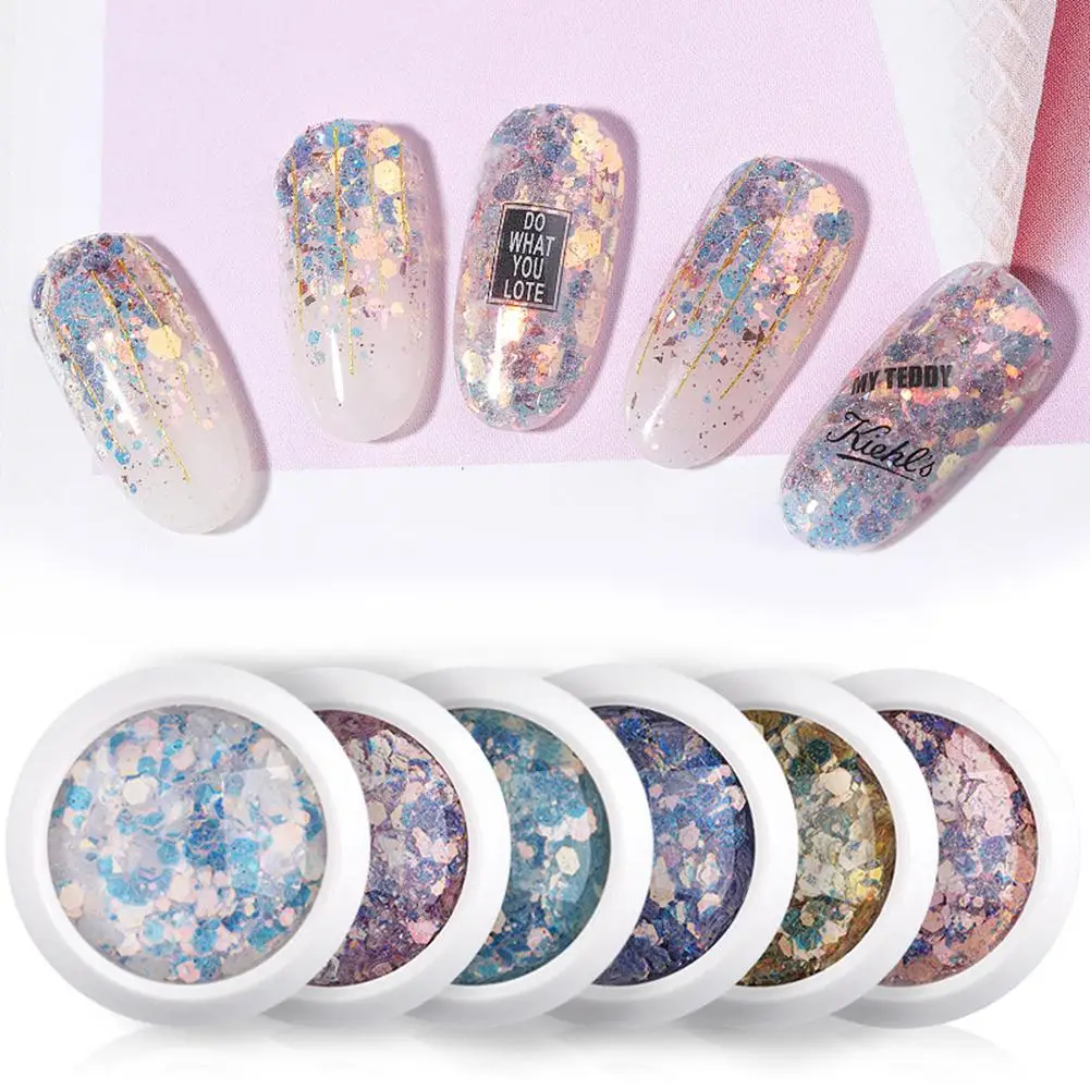 

Professional Nail Art 3D Mini Size Holographic Nail Art Decorations Sequins Glitter Powder Polish Nail Glitter Manicure Tool