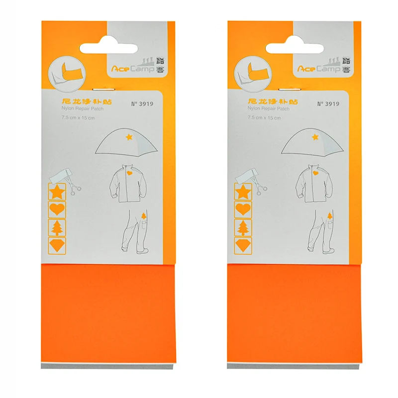 Orange x 2pcs AceCamp нейлон ремонт патч клейкая палка на одежду палатки спальный мешок Открытый куртка шестерни легко шитье DIY аксессуары водонепроницаемый - Цвет: Orange x 2pcs