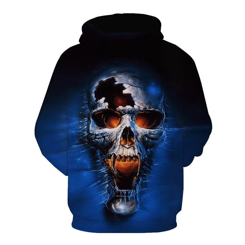 Мужская толстовка с капюшоном ConMotion синяя Толстовка принтом в виде черепа
