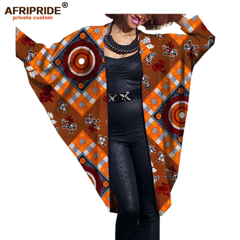 Модное Африканское Женское пальто летучая мышь AFRIPRIDE Частный заказ осень повседневное женское пальто супер батик хлопок плюс sizeA722416 - Цвет: 417