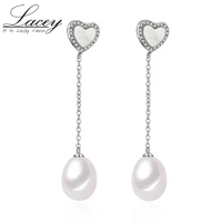 2017 new s925 silver real freshwater pearl earringsheart drop earrings jewelry for womennice earrings big natural pearl
