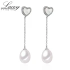 Новинка 2017, серьги-подвески из серебра пробы, серьги в форме сердца для женщин, красивые серьги, большой натуральный жемчуг