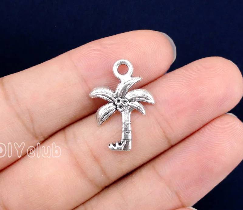 

100pcs-Antique Tibetan Silver Palm Tree Charms Pendant 22x16mm